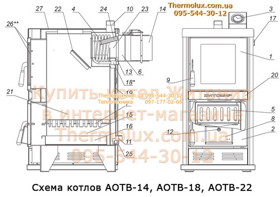 Котел Житомир АОТВ 18 твердотопливный (электрорезерв)