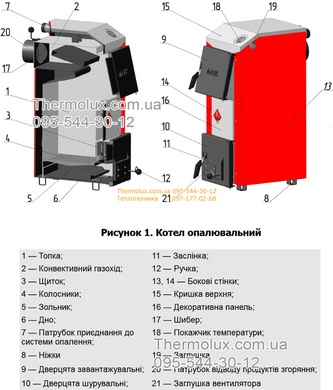 Твердотопливный котел Маяк AOT-14 Стандарт двухдверный (завод Маяк, Украина), 4 мм, Котел, 14 кВт, чавунні