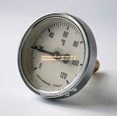 Термометр для котла газового (круглый биметаллический погружной Arthermo) 62мм 0-120C