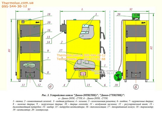 Котел твердотопливный Данко 20 ТНК (завод Агроресурс, Украина)