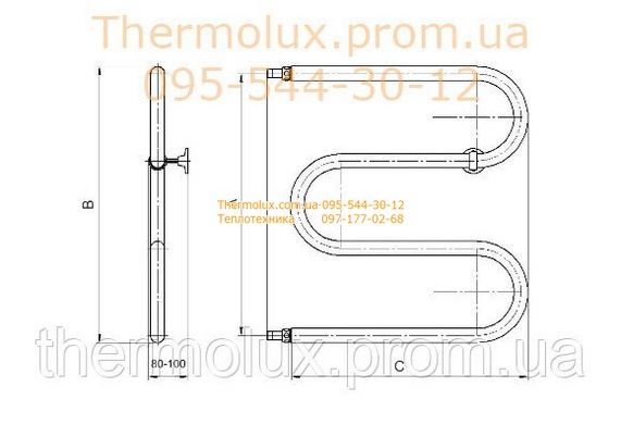 Полотенцесушитель ПоЛ-М 500*480 3/4 труба 32 М-образный водяной латунный водяной хромированный (завод АЗОЦМ)