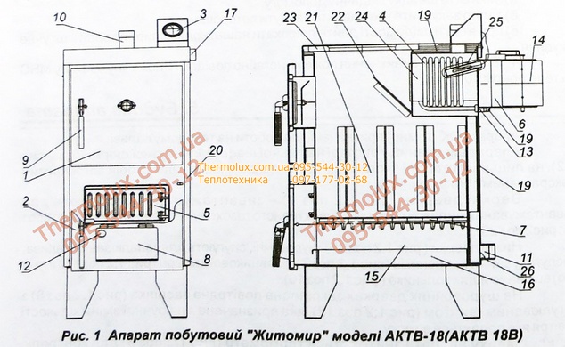 Котел плита Житомир АКТВ 14 твердотопливный (на дровах с чугунной варочной конфоркой)