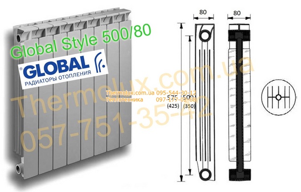 Радиаторы биметаллические Global Style 500/80 (биметалл), Италия