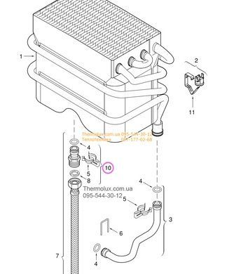 Втулка выхода горячей воды колонки Bosch Therm 4000 T4004 W10 WR10 муфта латунная (87003061870)