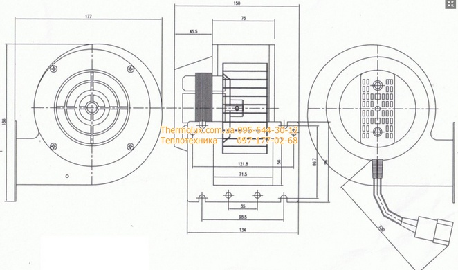 Нагнетательный вентилятор Nowosolar NWS-75/P с диафрагмой для твердотопливного котла (турбина)