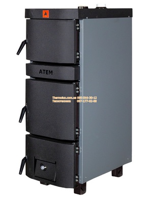 Котел твердотопливный Житомир-18М 18кВт АОТВ Атем трехдверный черный для частного дома