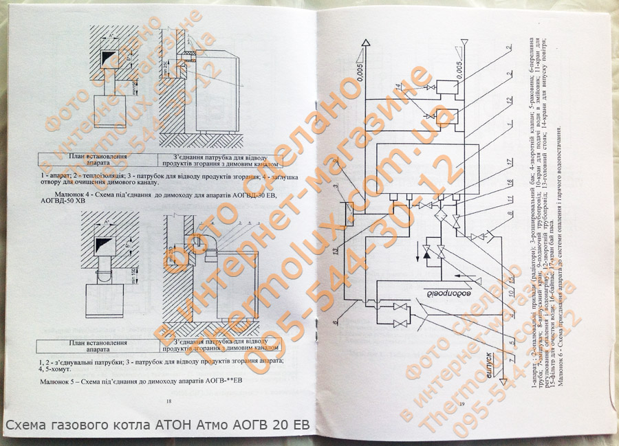 Схема подключения газового котла АТОН Атмо 20 кВт