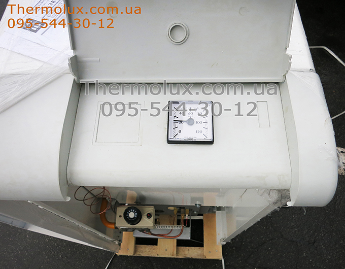 Дымоходный котел АОГВ Росс 10 кВт вид на капиллярный термометр