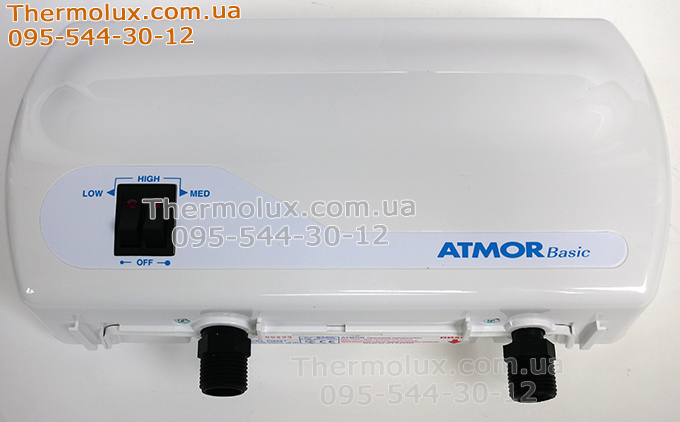 Электрический водонагреватель ATMOR Basic 5 кВт кран душ Внешний вид