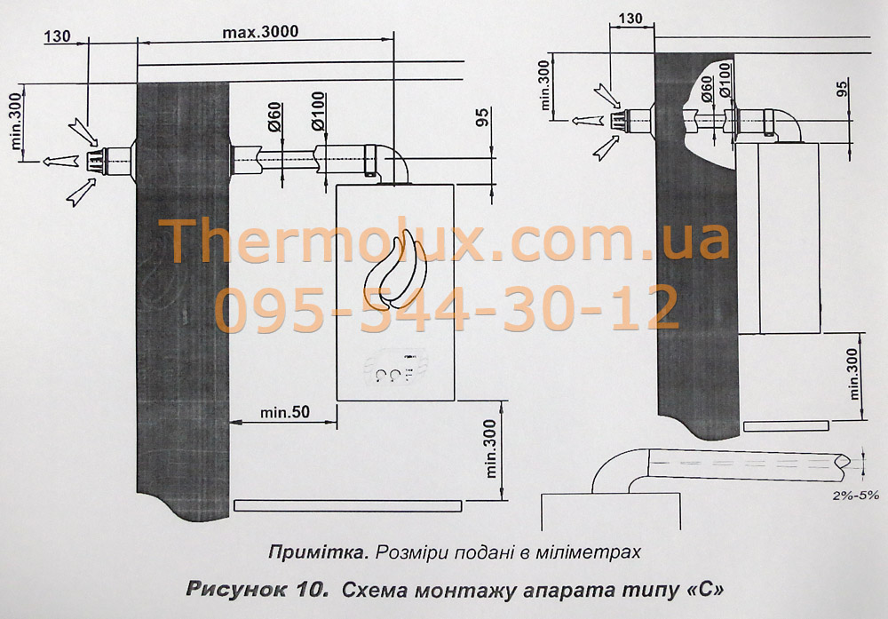 Схема установки газовой колонки Teplowest ВПГ-11-С